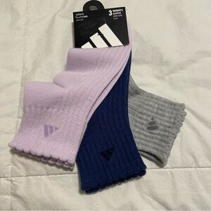 Adidas 3-Pack Women's Crew Socks in Lavender, Navy & Grey